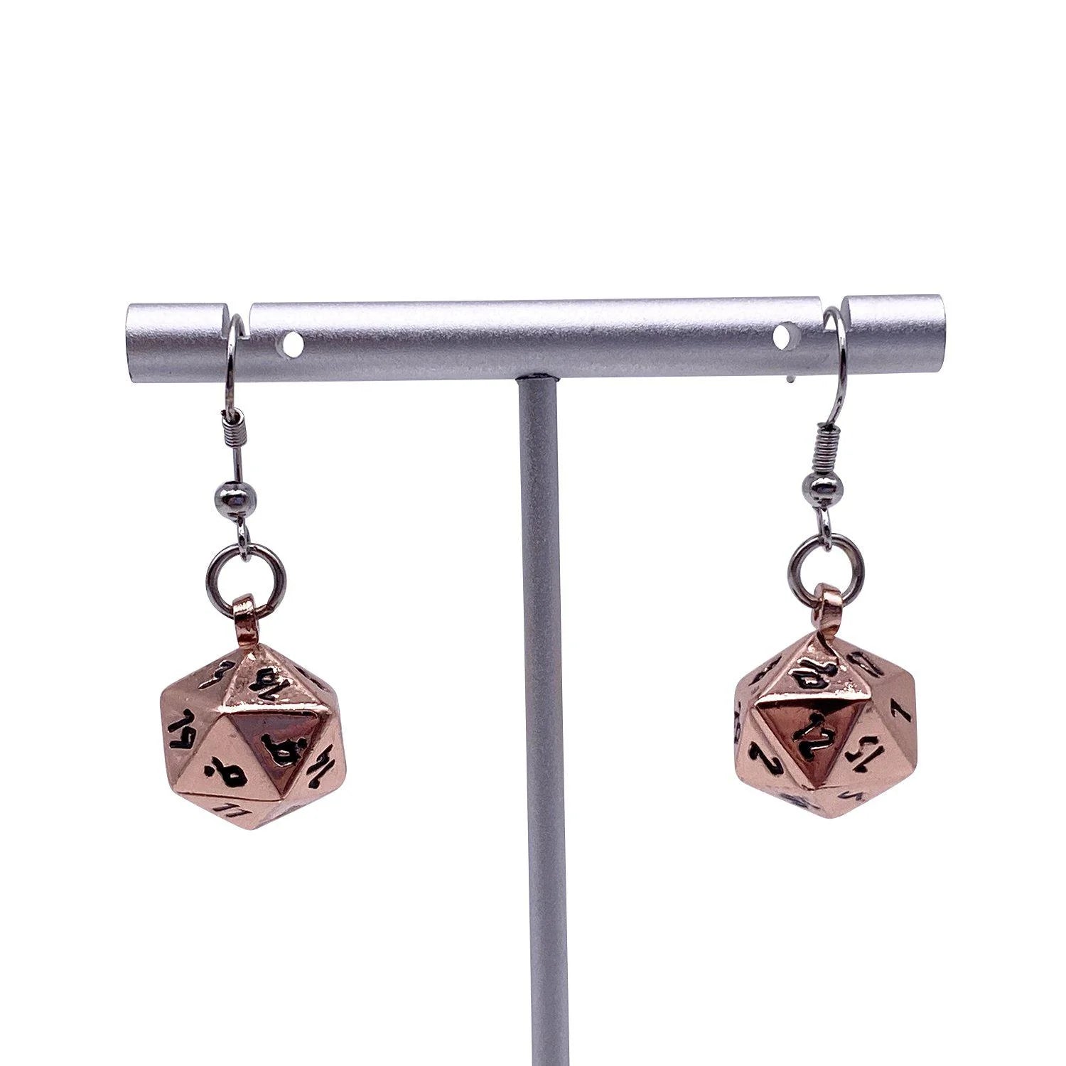 COPPER STILL - IOUN STONE D20 DICE EARRINGS BY NORSE FOUNDRY | Gopher Games