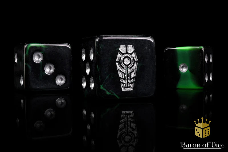 Baron of Dice Day of the Dead Dice – Silver Coffin – 25 runde Würfel für Sci-Fi Wargaming main image 0