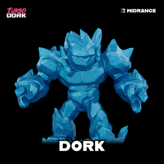 model painted with light blue metallic paint (Dork) | Gopher Games