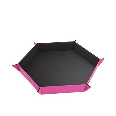 MAGNETIC DICE TRAY HEXAGONAL BLACK/PINK | Gopher Games