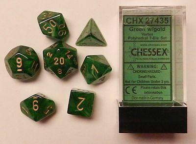 Vortex: Green/Gold Polyhedral Set | Gopher Games
