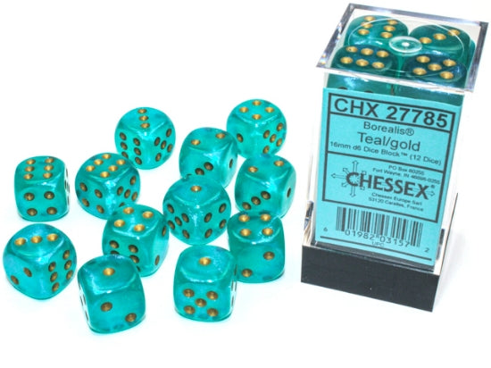 D6 -- 16MM Borealis Teal/Gold | Gopher Games