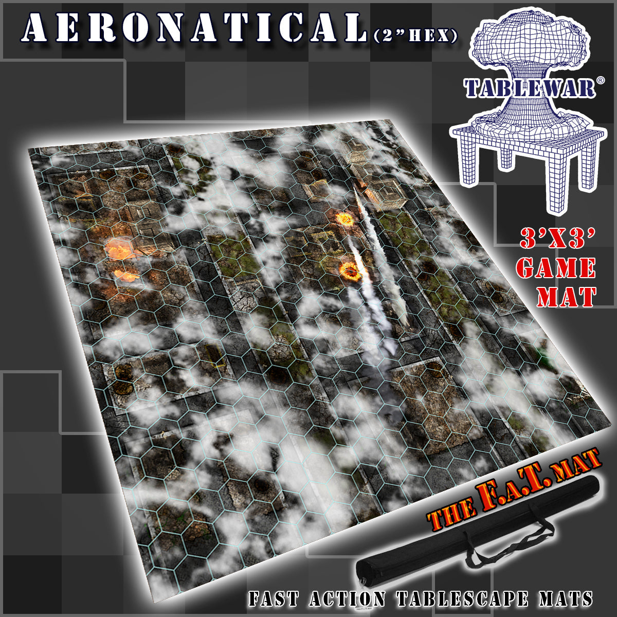 3x3 'Aeronatical' 2" Hex F.A.T. mat Battle Gaming Mat | Gopher Games