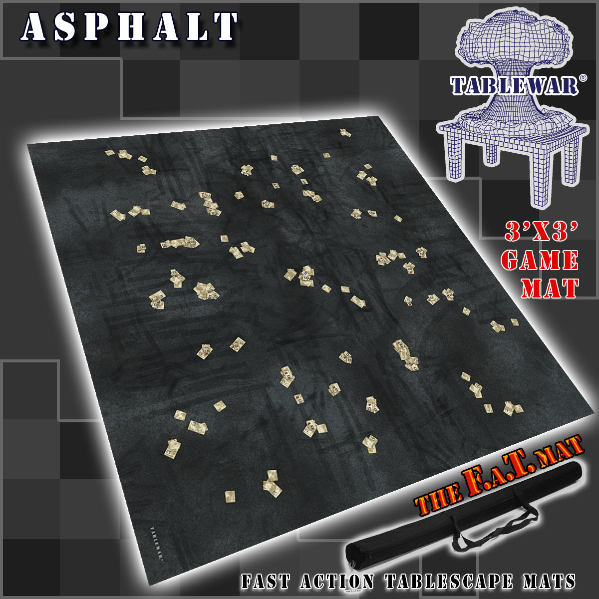 3x3 'Asphalt' F.A.T. Mat Battle Gaming Mat | Gopher Games