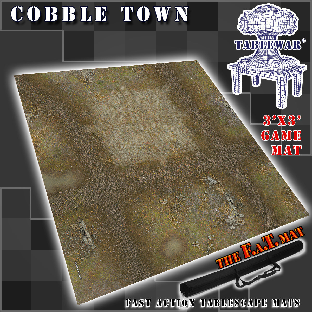 3x3 'Cobble Town' F.A.T. Mat Battle Gaming Mat | Gopher Games