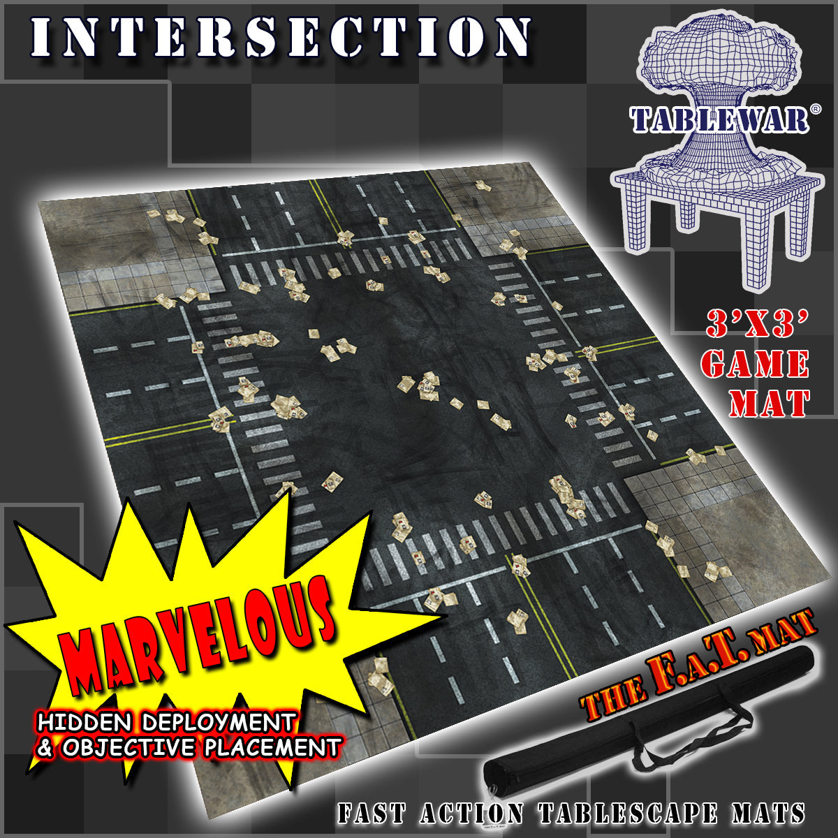 3x3 'Intersection' F.A.T. Mat Battle Gaming Mat | Gopher Games
