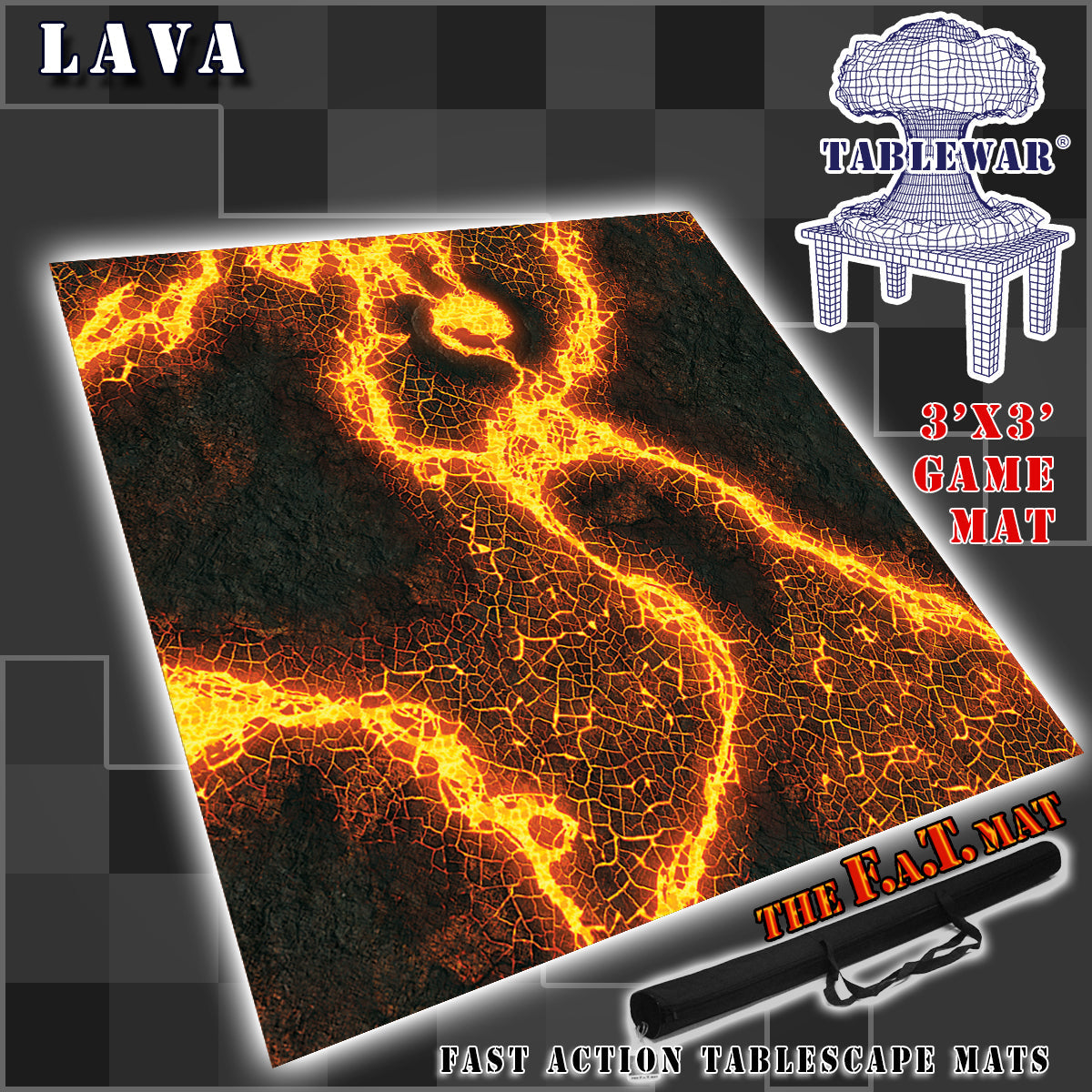 3x3 'Lava Planet' F.A.T. Mat Battle Gaming Mat | Gopher Games