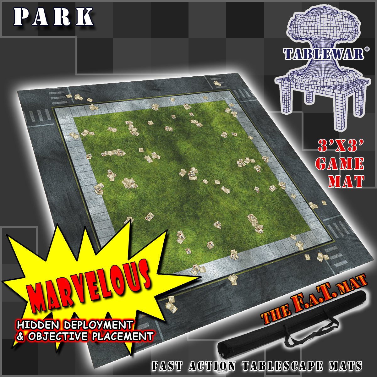 3x3 'Park' F.A.T. Mat Battle Gaming Mat | Gopher Games
