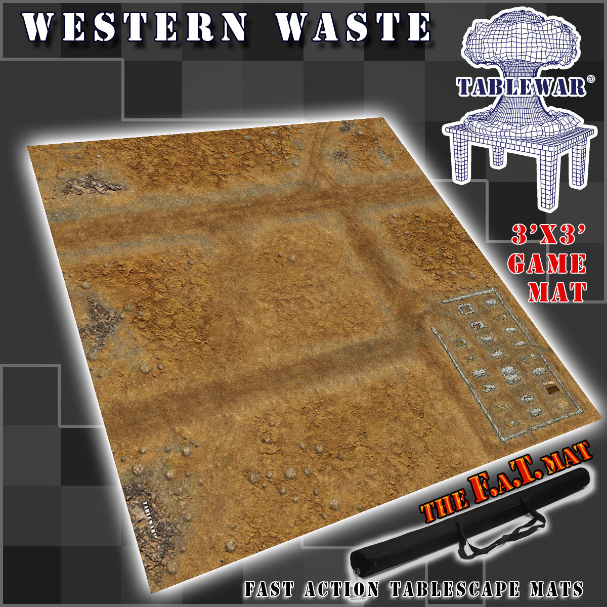 3x3 'Western Waste' F.A.T. Mat Battle Gaming Mat | Gopher Games