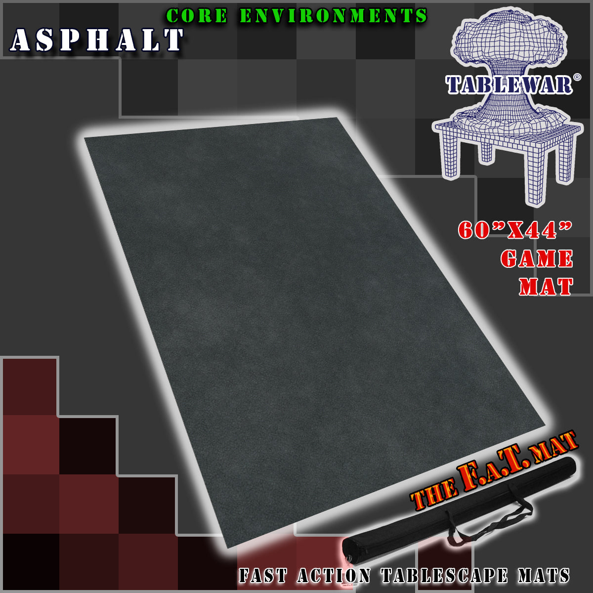 60x44" 'Asphalt' F.A.T. Mat Battle Gaming Mat | Gopher Games