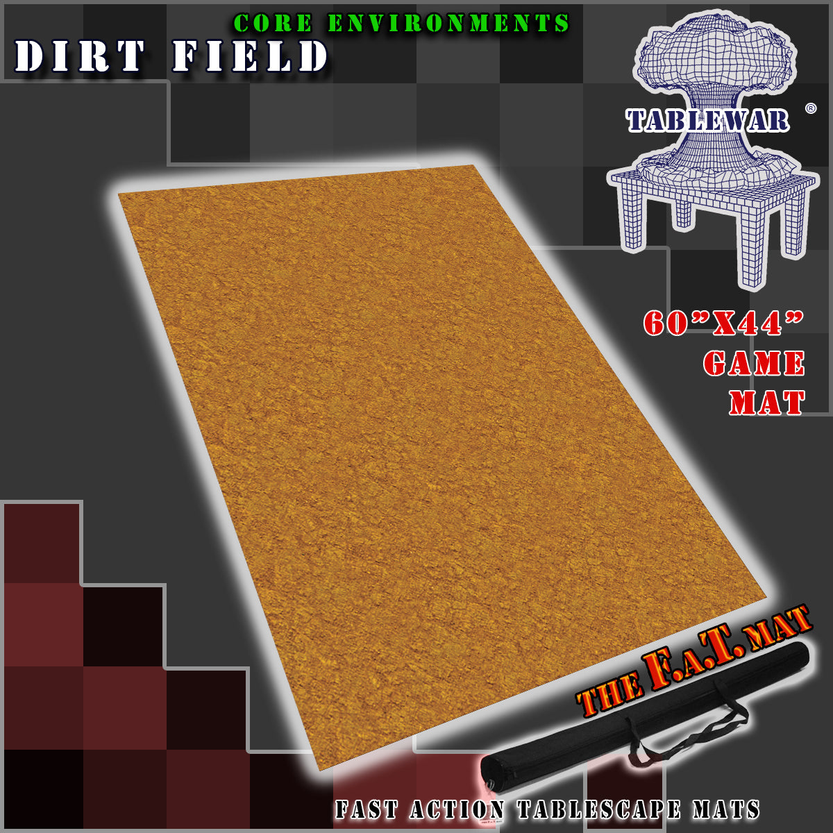 60x44" 'Dirt Field' F.A.T. Mat Battle Gaming Mat | Gopher Games