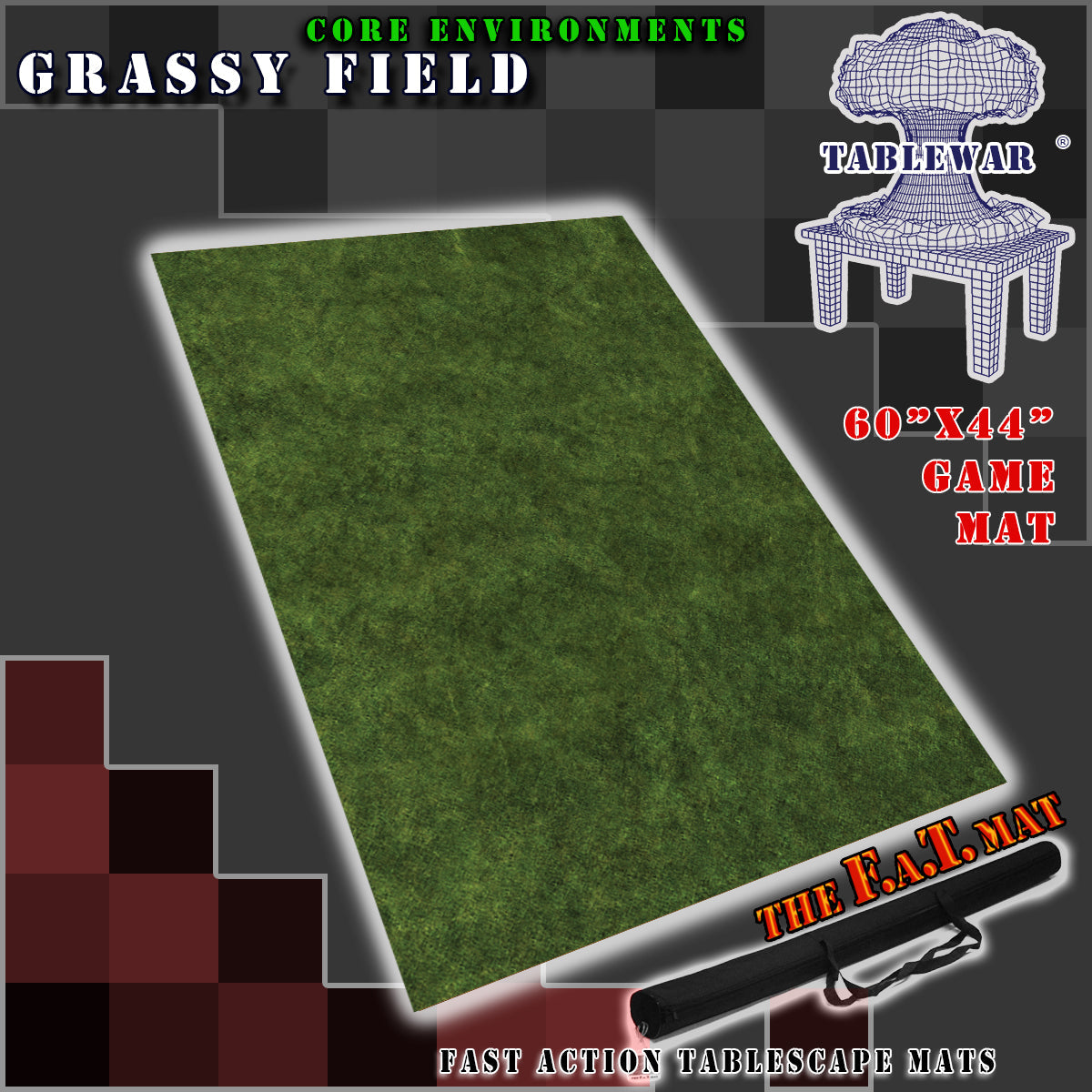 60x44" 'Grassy Field' F.A.T. Mat Battle Gaming Mat | Gopher Games