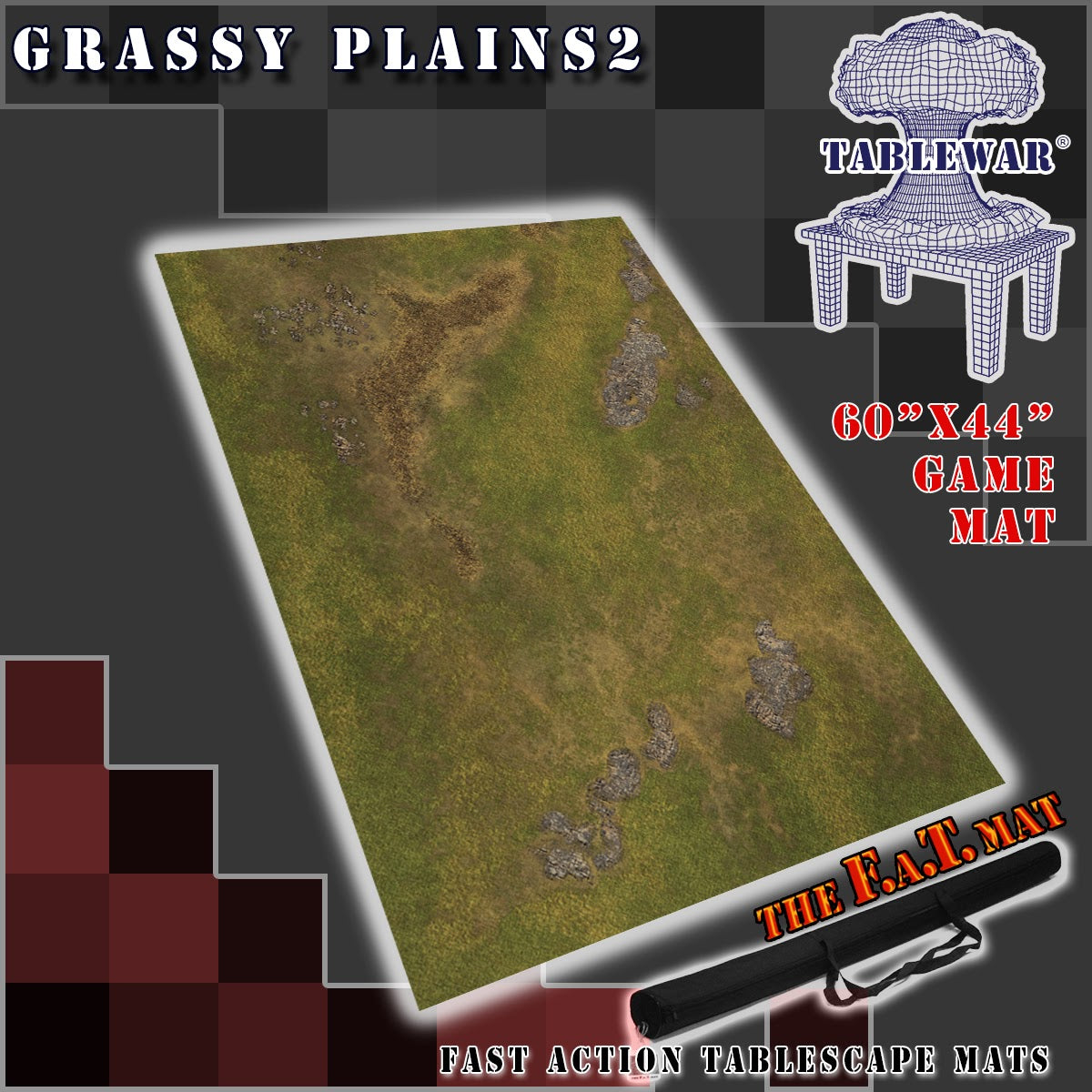 60x44" 'Grassy Plains 2 F.A.T. Mat Battle Gaming Mat | Gopher Games