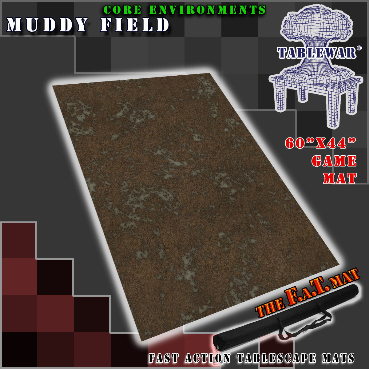 60x44" 'Muddy Field' F.A.T. Mat Battle Gaming Mat | Gopher Games