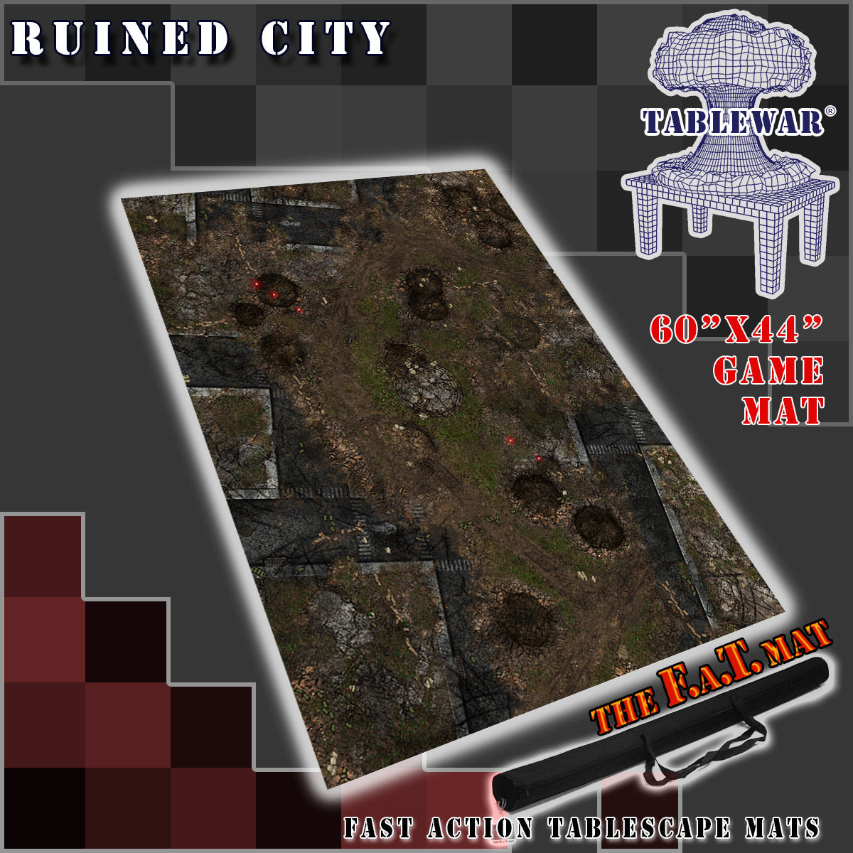 60x44" 'Ruined City' F.A.T. Mat Battle Gaming Mat | Gopher Games