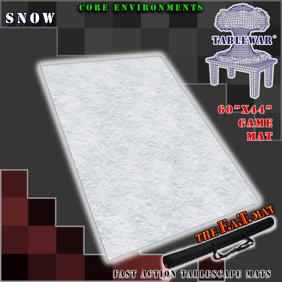 60x44" 'Snow' F.A.T. Mat Battle Gaming Mat | Gopher Games