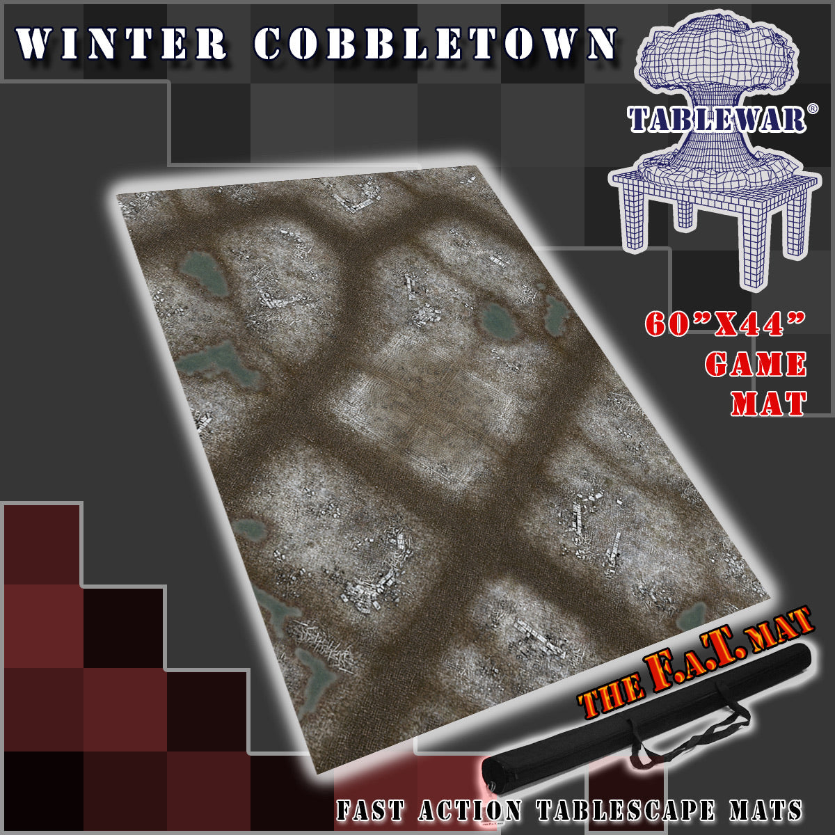 60x44" 'Winter Cobbletown' F.A.T. Mat Battle Gaming Mat | Gopher Games