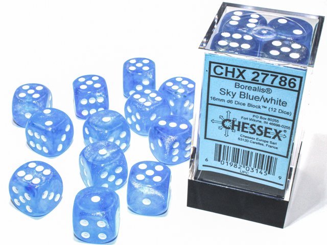 D6 -- 16MM Borealis Sky Blue/white | Gopher Games