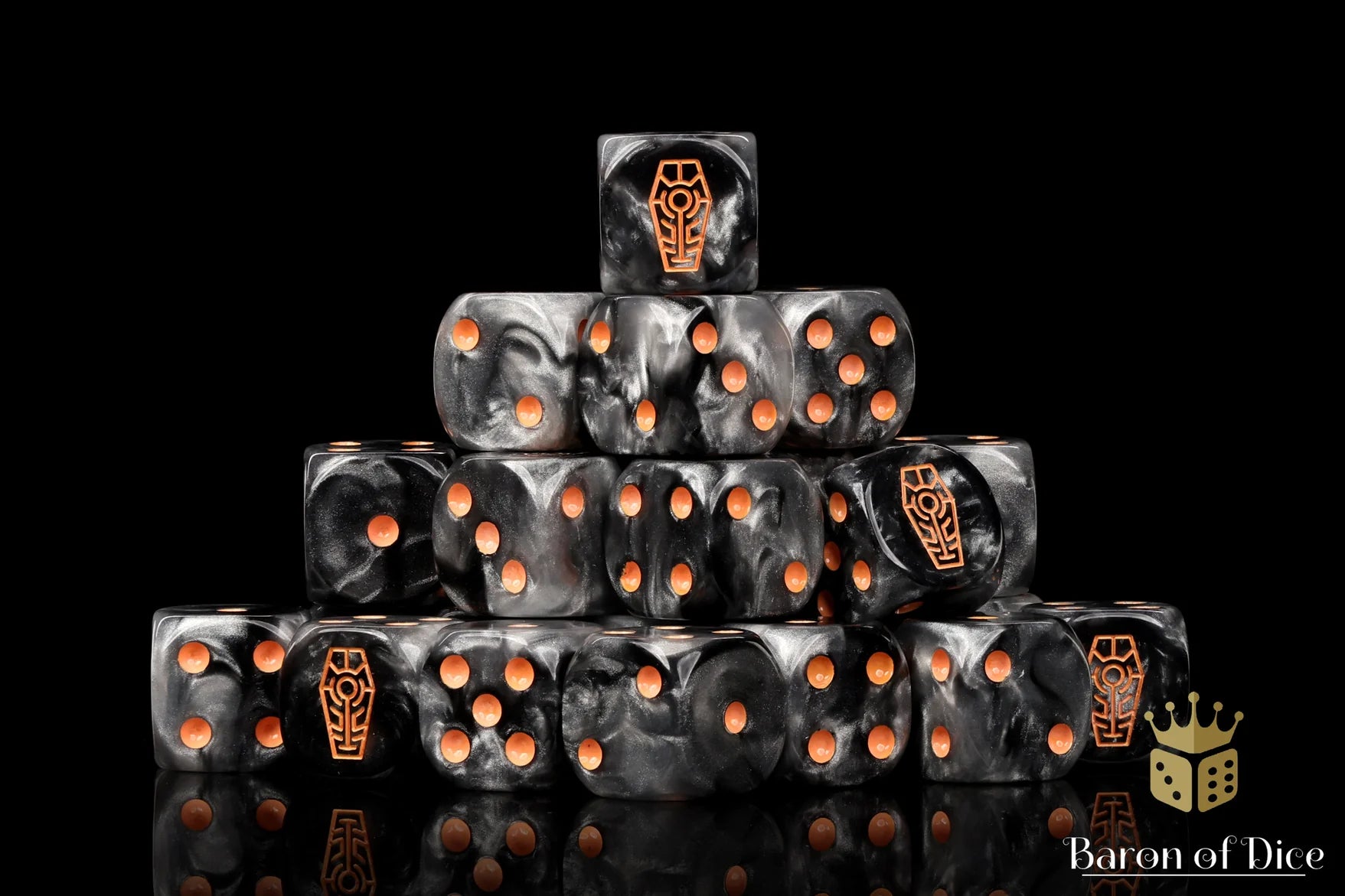 Day of the Dead Dice - Orange Coffin - Rounded Corners - 25 | Gopher Games