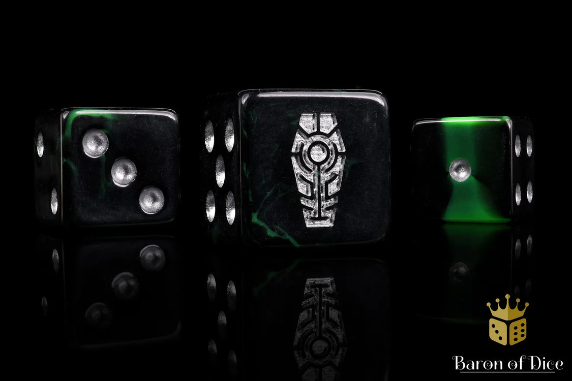 Day of the Dead Dice - Silver Coffin (25, Square Corners) | Gopher Games