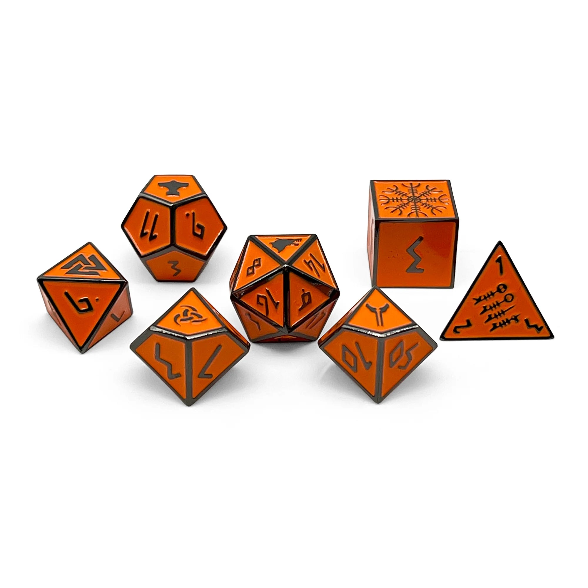 MOLTEN LAVA - NORSE THEMED 7 PIECE METAL DICE SET | Gopher Games