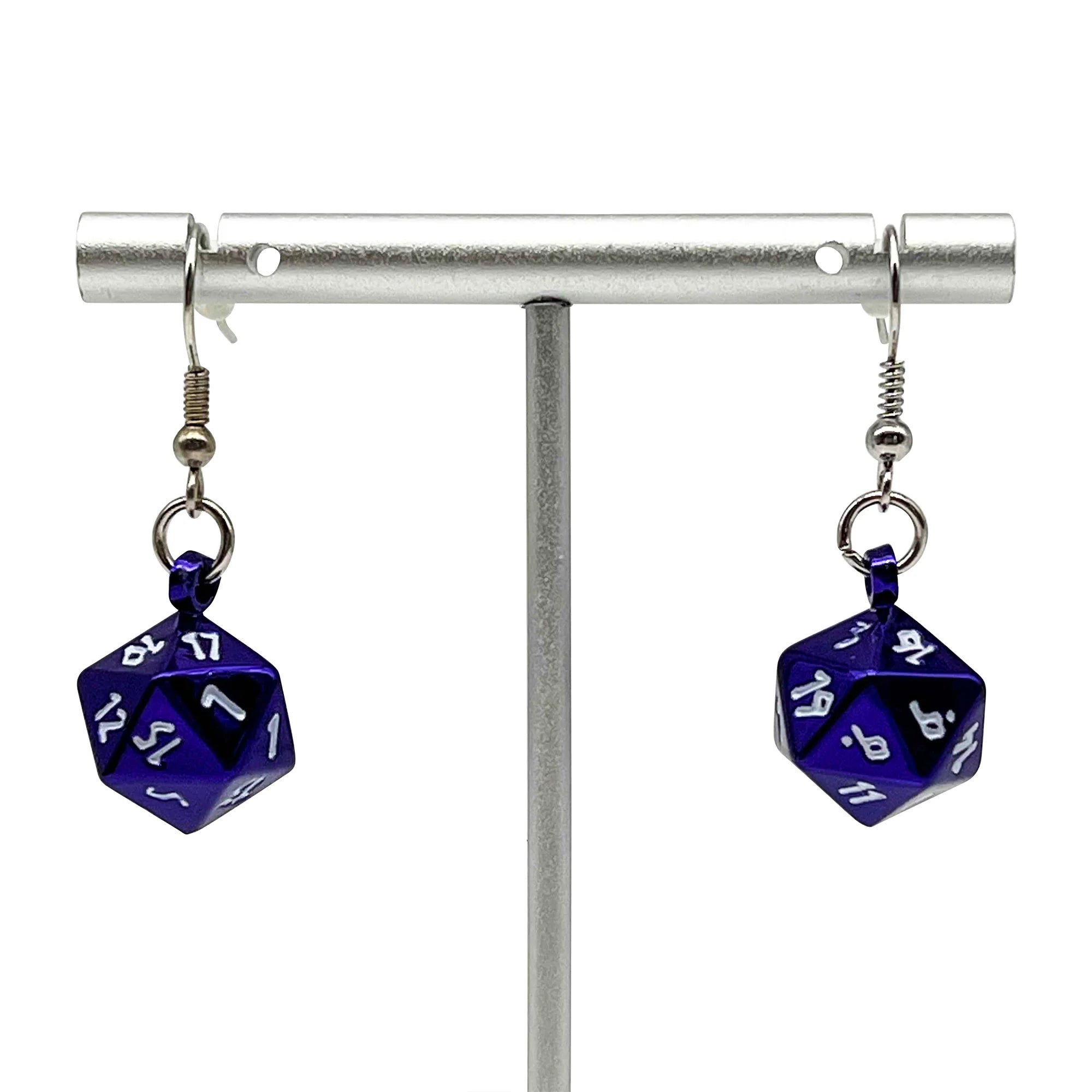 BARDIC PURPLE - IOUN STONE D20 DICE EARRINGS BY NORSE FOUNDRY | Gopher Games