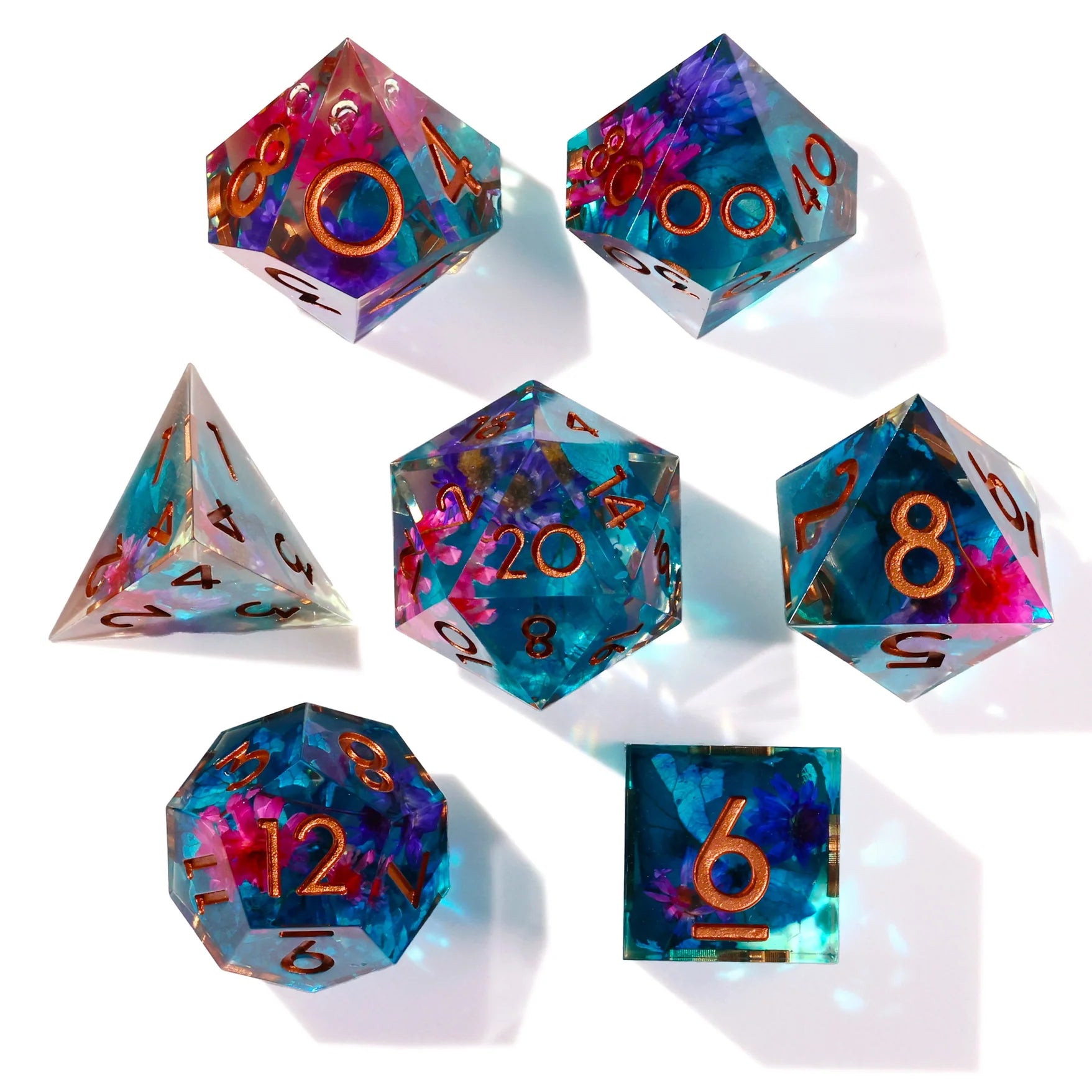 Water Garden Sharp Edge RPG Dice Set - 7 Pieces | Gopher Games