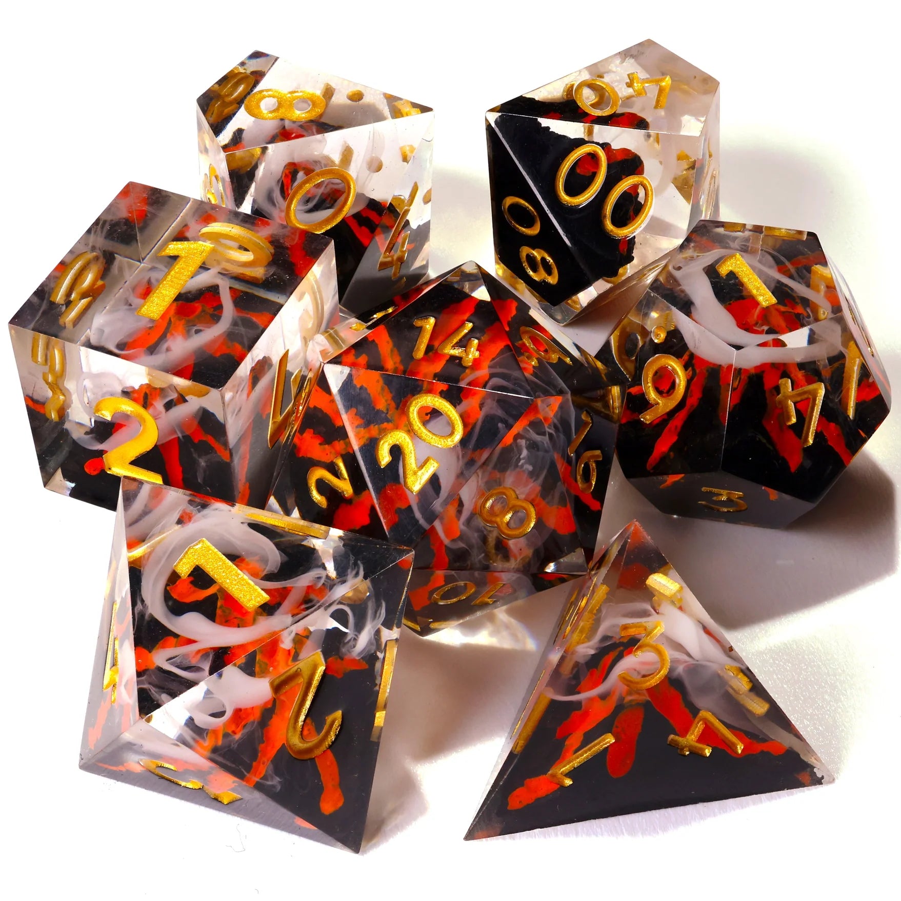 Volcano Sharp Edge RPG Dice Set - 7 Pieces | Gopher Games