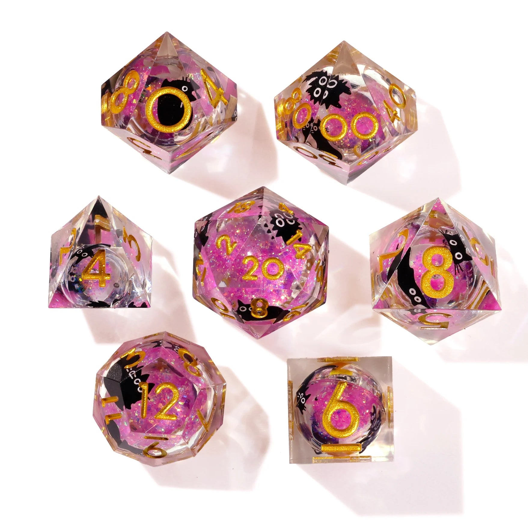 Amethyst Neko Liquid Core RPG Dice Set - 7 Pieces | Gopher Games