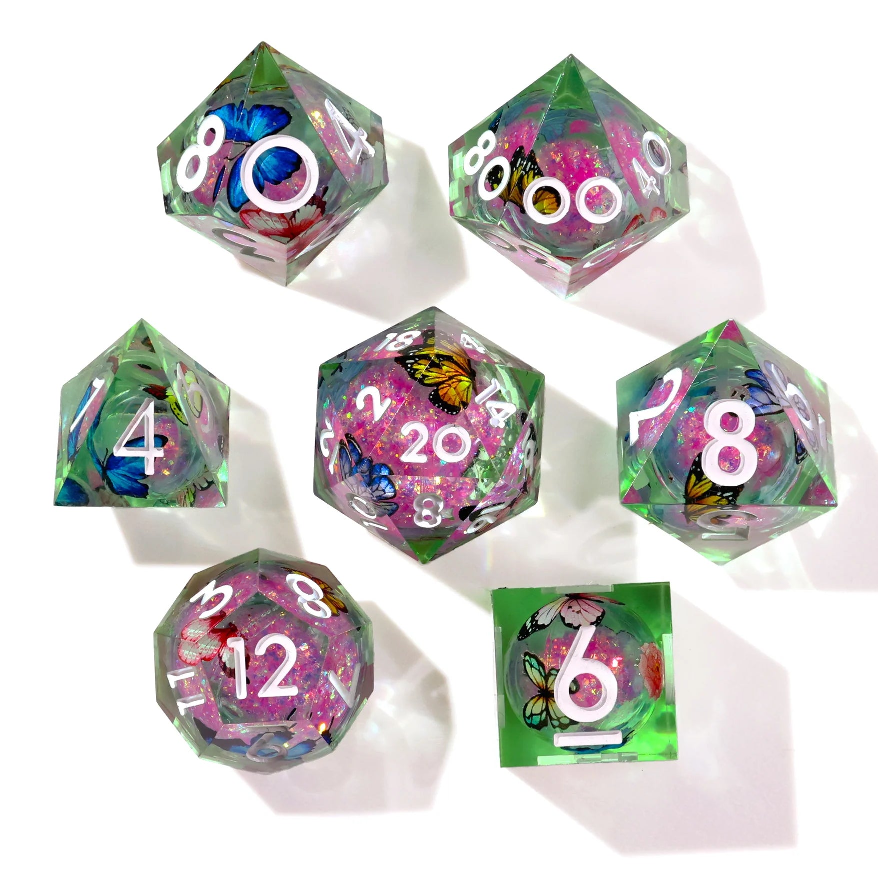 Summer Butterfly Liquid Core RPG Dice Set - 7 Pieces | Gopher Games