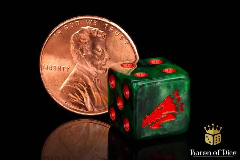 Drake Dice Green & Orange (12mm Rounded corner) | Gopher Games