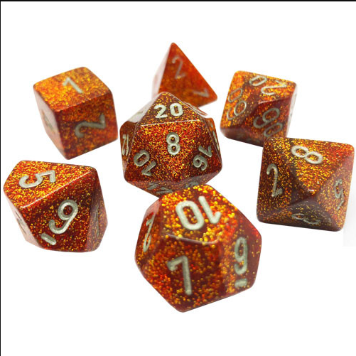 Glitter: Mini-Polyhedral Gold/silver 7-Die Set | Gopher Games