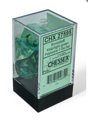 Borealis: Polyhedral Kelp/light green Luminary 7-Die Set | Gopher Games