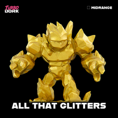 model painted with sparkly yellow gold metallic paint (All That Glitters) | Gopher Games
