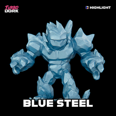 model painted with light blue metallic paint (Blue Steel) | Gopher Games