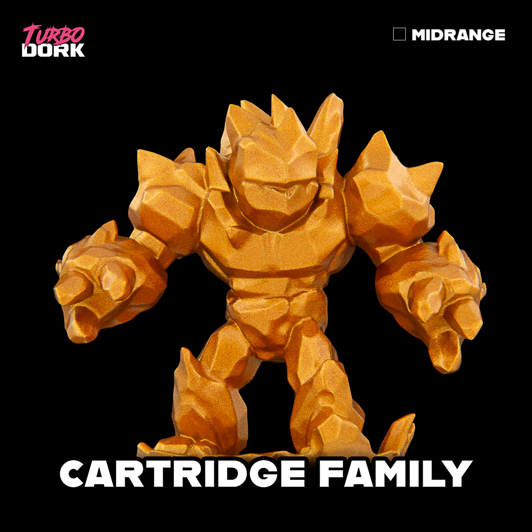 bottle of orange yellow brass metallic paint (Cartridge Family) | Gopher Games