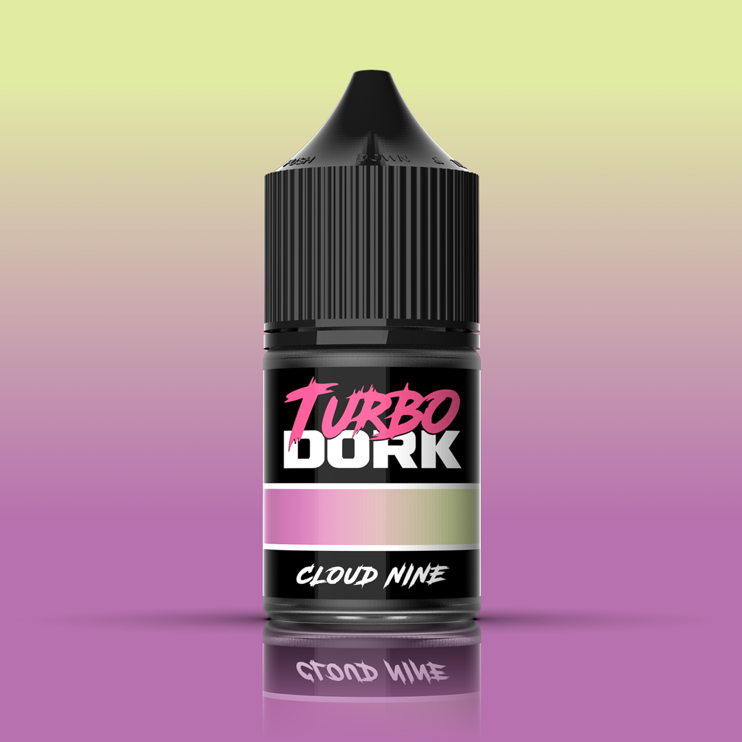 bottle of purplish pink to light greenish yellow turboshift paint (Cloud Nine) | Gopher Games