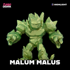 model painted with yellowish green metallic paint (Malum Malus) | Gopher Games