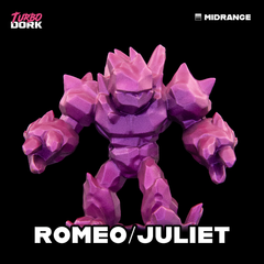 model painted with purplish pink to reddish purple zenishift paint (Romeo / Juliet) | Gopher Games