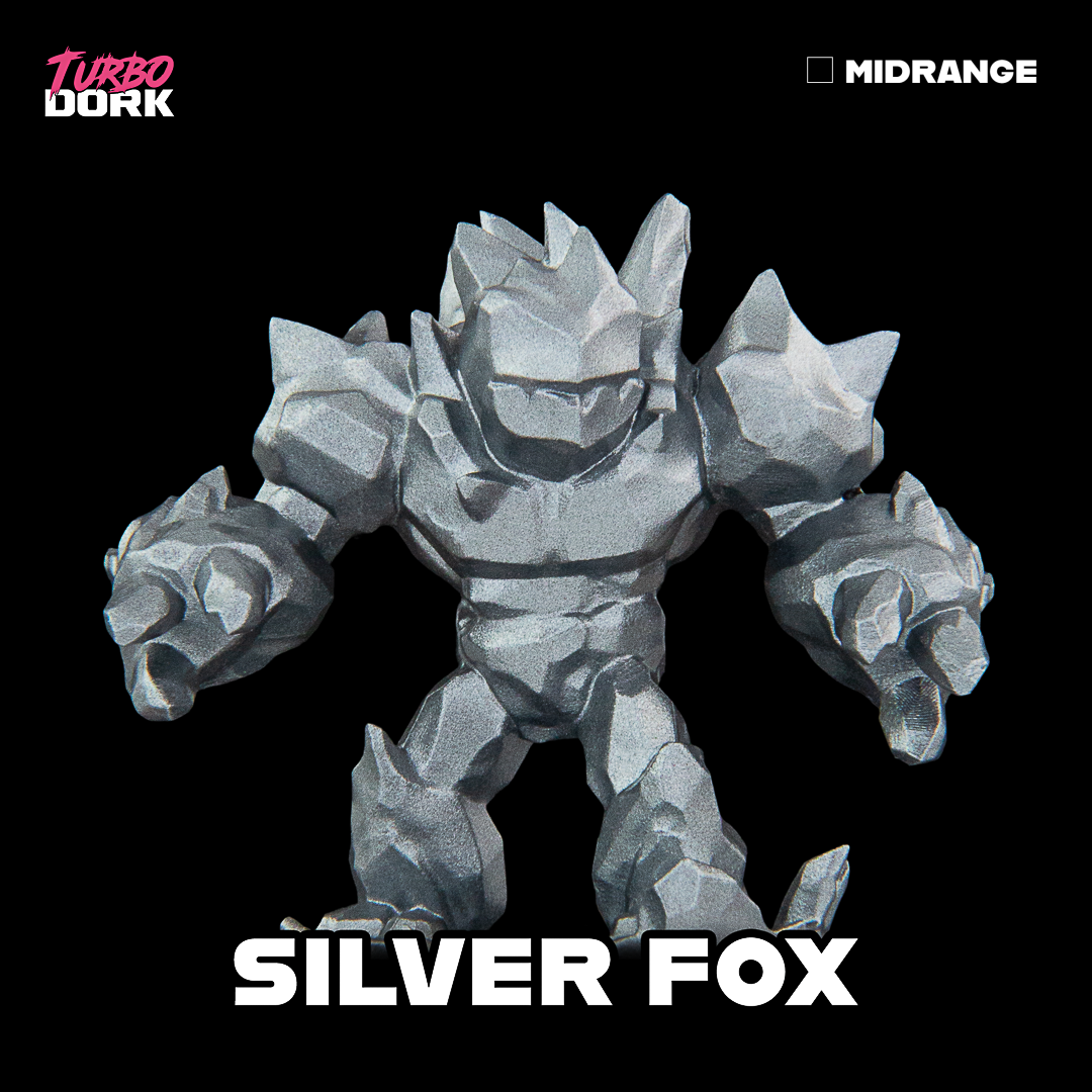 bottle of grey silver metallic paint (Silver Fox) | Gopher Games