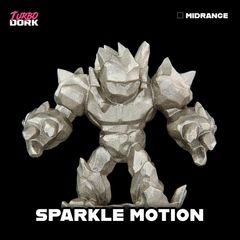 model painted with light grey silver sparkle effect metallic paint (Sparkle Motion) | Gopher Games