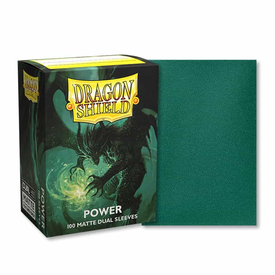 DRAGON SHIELD: DUAL MATTE: METALLIC GREEN-POWER (100CT) | Gopher Games