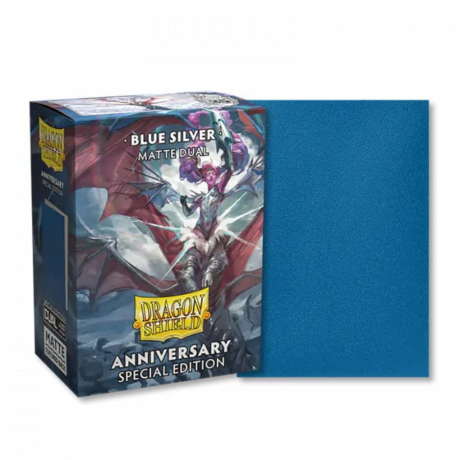 DRAGON SHIELD: DUAL MATTE: ANNIVERSARY SPECIAL EDITION: BLUE-SILVER (100CT) | Gopher Games