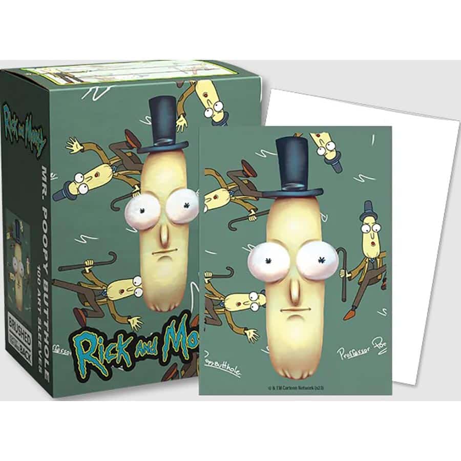 DRAGON SHIELD SLEEVES: BRUSHED ART: RICK AND MORTY: MR. POOPY BUTTHOLE (100CT) | Gopher Games