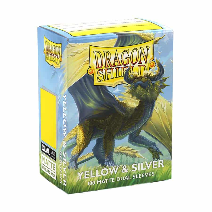 DRAGON SHIELD SLEEVES: MATTE DUAL: YELLOW AND SILVER (100CT) | Gopher Games
