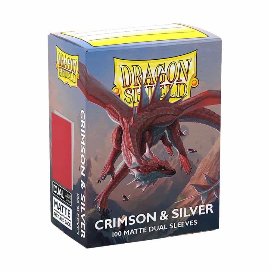 DRAGON SHIELD SLEEVES: MATTE DUAL: CRIMSON AND SILVER (100CT) | Gopher Games
