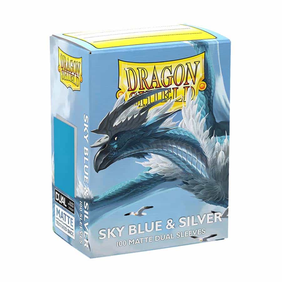 DRAGON SHIELD SLEEVES: MATTE DUAL: SKY BLUE AND SILVER (100CT) | Gopher Games