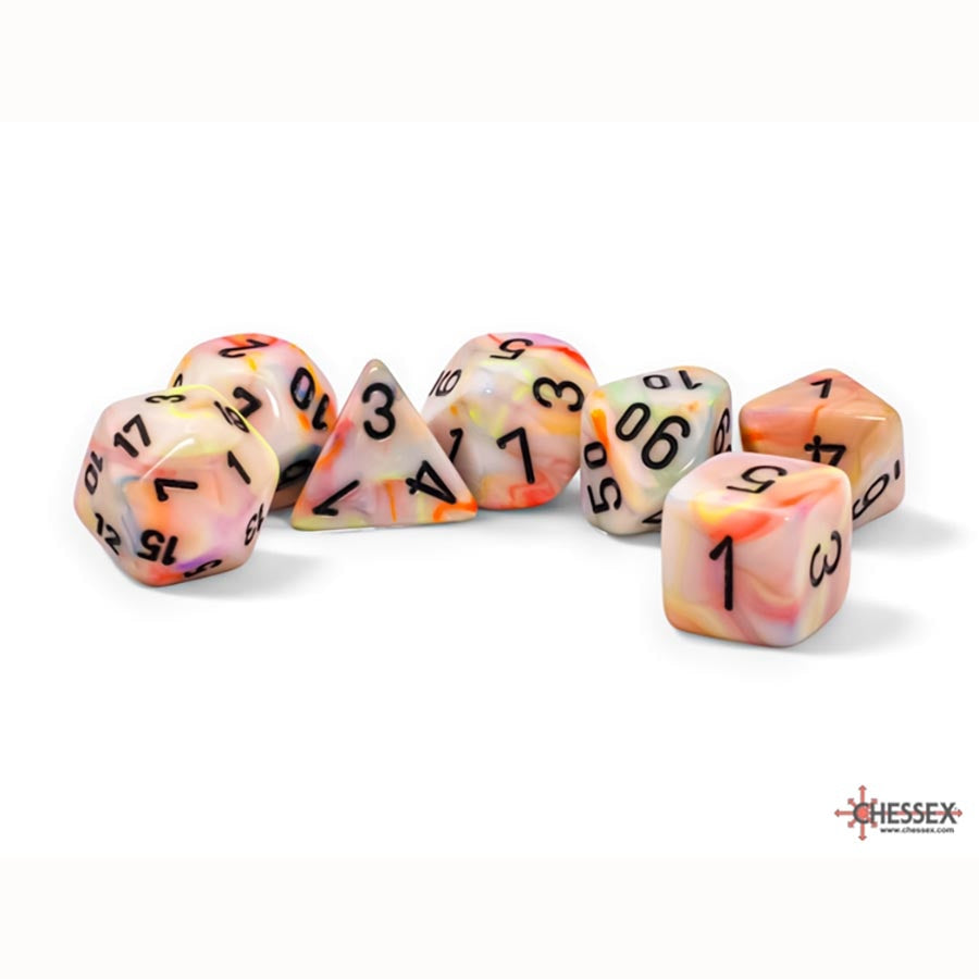 7CT MEGA-HEDRAL DICE SET: FESTIVE CIRCUS WITH BLACK | Gopher Games