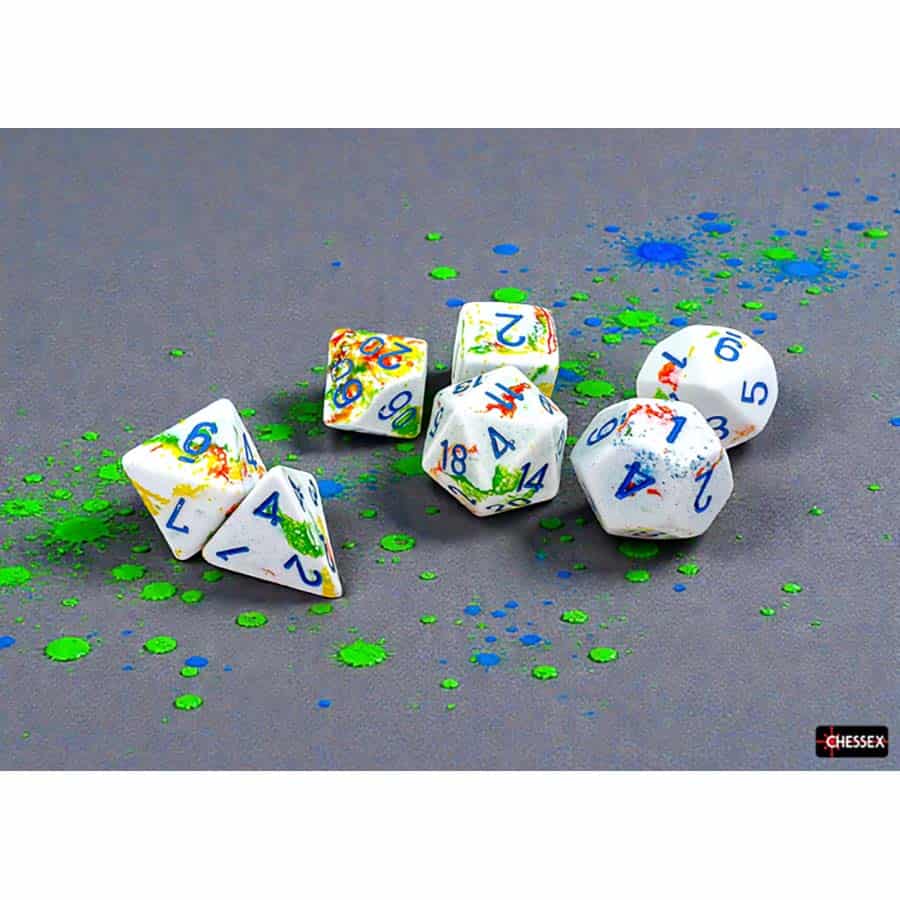 BRUSHED DICE: POLYHEDRAL BREEZY WITH BLUE 7-DIE SET | Gopher Games