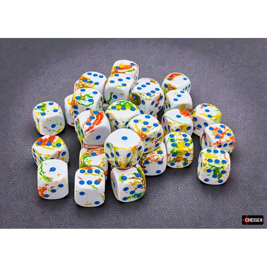 BRUSHED DICE: 12MM D6 BREEZY WITH BLUE DICE BLOCK (36 DICE) | Gopher Games